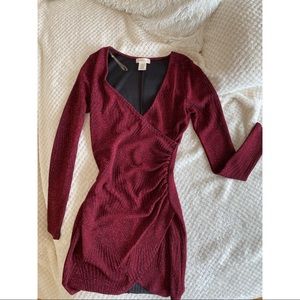 Altar’d State Sparkly Burgundy Wrap Dress